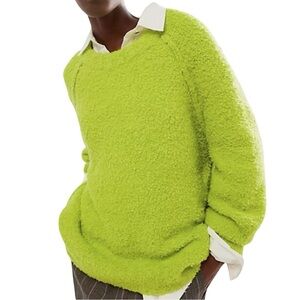 Free People x Anthropologie Women’s Fussy Neon Green Teddy Sweater Tunic Size XS